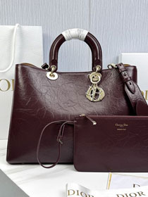 Dior original aged calfskin large toujours bag M2833 bordeaux