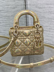 Dior original lambskin micro lady dior bag S0856 gold