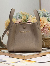 Dior original grained calfskin small signature bucket bag M2840 grey