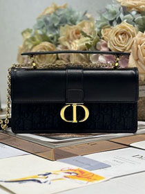 Dior original cotton&calfskin 30 montaigne top handle bag M9601 black
