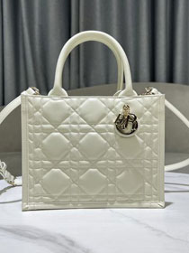 Dior original calfskin small book tote bag M1325 white