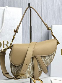 Dior original cotton mini saddle bag M0456 natural