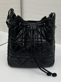 Dior original crinkled lambskin medium D-motion bag M2852 black