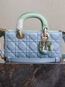 Dior original lambskin medium lady D-joy bag M0540 blue&green