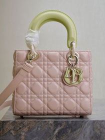 Dior original lambskin small my dior bag M0538 pink&green