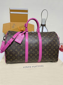 Louis vuitton original monogram canvas keepall 45 M13807 rose red