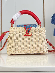 Louis vuitton original rattan&denim capucines mini M14295 red