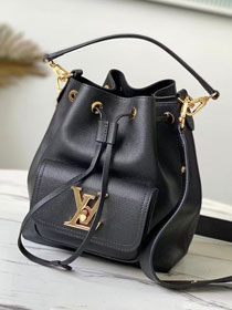 Louis vuitton original calfskin lockme bucket bag M57687 black