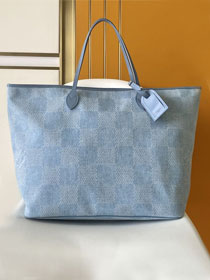 Louis vuitton original denim Nevereverfull tote N00198 blue