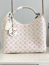 Louis vuitton original mahina leather carmel hobo bag M25894 cream