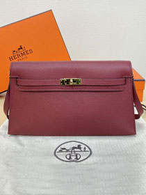 Hermes original chevre leather kelly elan KE0028-5 bordeaux