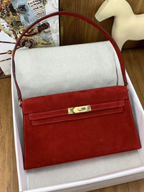 Hermes original suede calfskin kelly elan KE0028 red