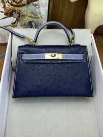 Hermes handmade genuine 100% ostrich leather kelly 19 bag K019 