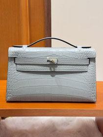 Hermes handmade genuine crocodile leather mini kelly 22 clutch K220 