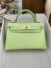 Hermes handmade genuine crocodile leather mini kelly bag K0019 jaune bkurgeon