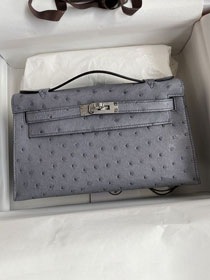 Hermes handmade genuine ostrich leather mini kelly 22 clutch K220
