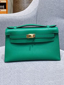 Hermes original swift leather mini kelly 22 clutch K0012 vert vertigo