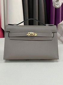 Hermes original swift leather mini kelly 22 clutch K0012 grey asphalte