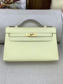 Hermes original swift leather mini kelly 22 clutch K0012 jaune milton