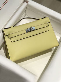 Hermes original swift leather mini kelly 22 clutch K0012 jaune poussin