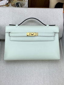 Hermes original swift leather mini kelly 22 clutch K0012 vert fizz