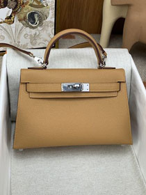 Hermes original epsom leather mini kelly 19 bag K0019 biscuit