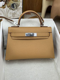 Hermes original epsom leather mini kelly 19 bag K0019 latte