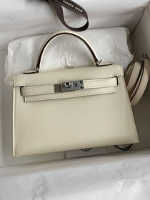 Hermes original epsom leather mini kelly 19 bag K0019 nata