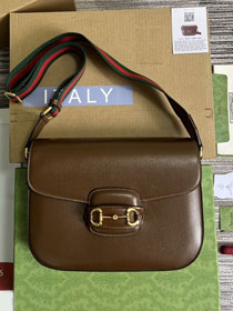 GG original calfskin horsebit 1955 large shoulder bag 700457 brown