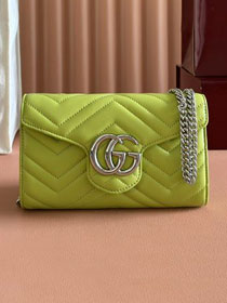 GG original calfskin marmont wallet on chain 837745 green