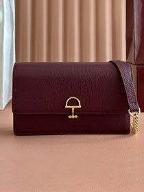 GG original calfskin softbit wallet on chain 837373-2 bordeaux
