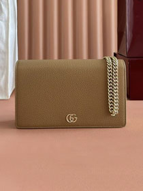GG original calfskin marmont wallet on chain 497985 brown