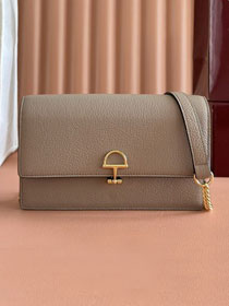 GG original calfskin softbit wallet on chain 837373-2 grey