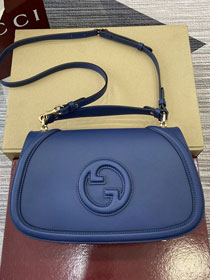 GG original calfskin blondie large top handle bag 815716 blue