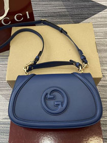 GG original calfskin blondie small top handle bag 815714 blue