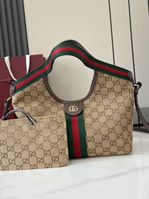 GG original canvas giglio small tote bag 860845 brown