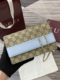 GG original fabric emblem wallet on chain 838151 blue