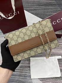 GG original fabric emblem wallet on chain 838151 brown