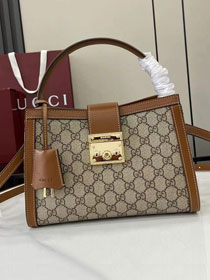GG original fabric padlock medium top handle bag 838992 brown