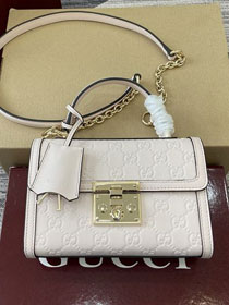 GG original calfskin padlock small top handle bag 838999 light pink