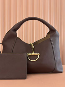 GG original calfskin softbit maxi shoulder bag 837466 dark brown