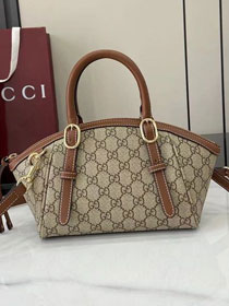 GG original fabric emblem small top handle bag 839005 brown