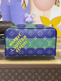 Louis vuitton original monogram canvas locker dopp kit M25902 blue&green