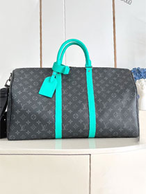 Louis vuitton original monogram eclipse keepall 50 M26434 blue