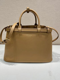 Prada original calfskin medium belt buckle handbag 1BA417 brown