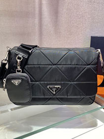 Prada original nylon large shoulder bag 1BD291 black