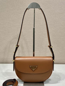 Prada original calfskin shoulder bag with flap 1BD365 brown