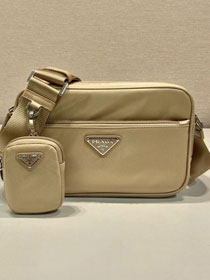 Prada original nylon small shoulder bag 1BC167 apricot