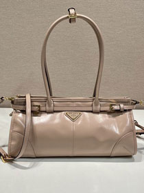 Prada original calfskin bonnie medium tote bag 1BA426 powder pink