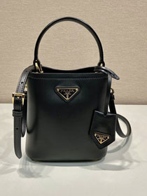 Prada original calfskin mini bucket bag 1BA373 black